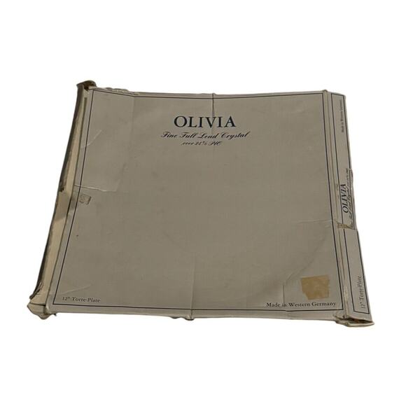 Torte Plate Serving Dish Olivia Fine Full Lead Glass Crystal 12” Western Germany - Picture 5 of 6